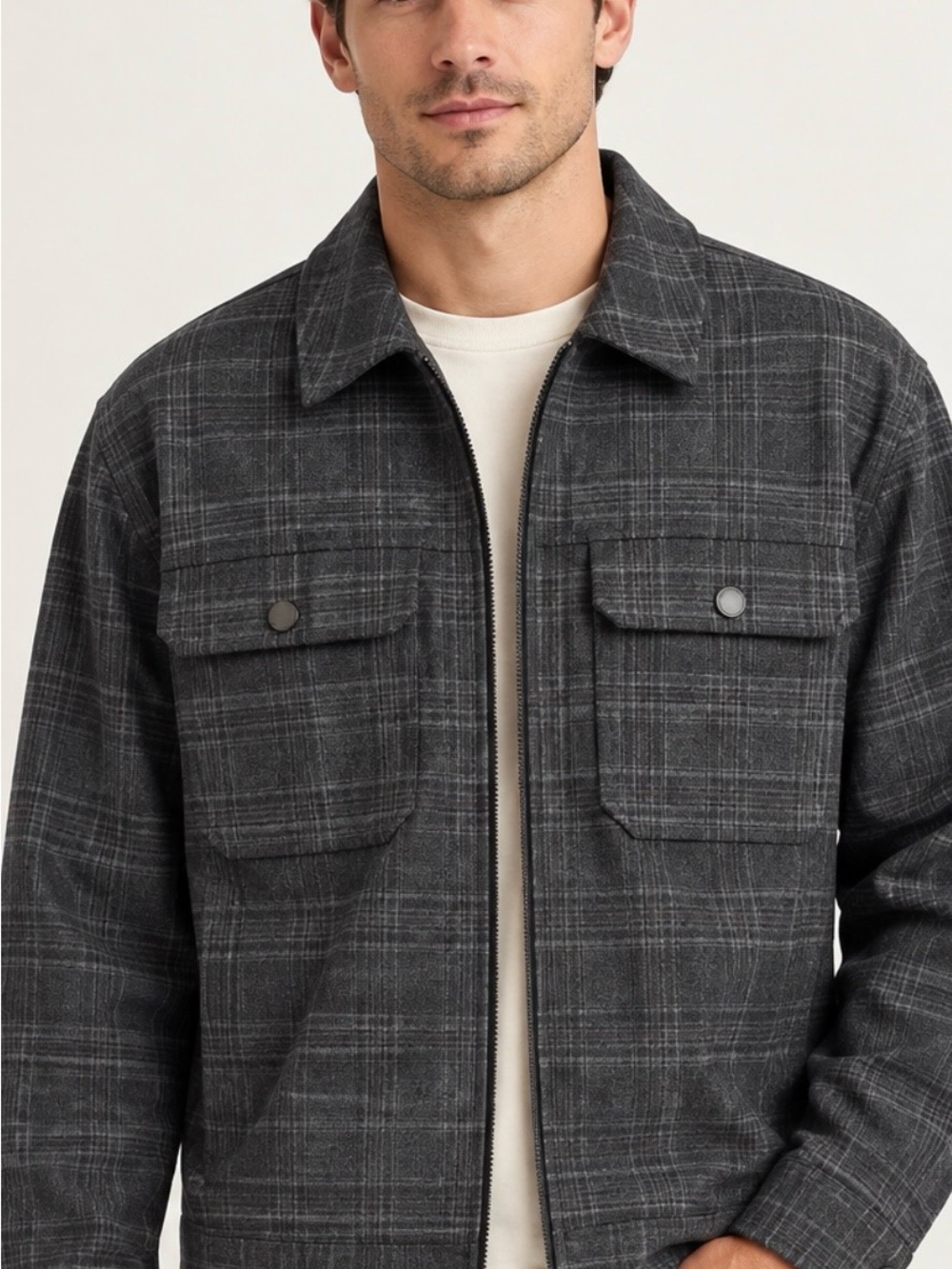 Murano Men's XL Charcoal Plaid Zip Jacket PrimaLoft Insulated NWOT.